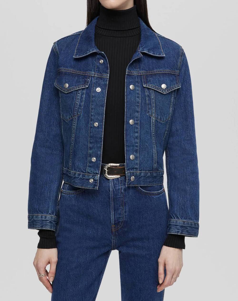 NEW RE/DONE baby trucker denim jacket in faded rider wash
